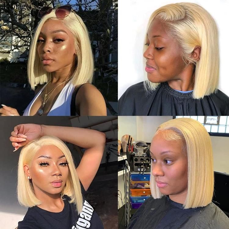 Cheap Peruvian 613 Blonde Colored Bob Wig, Raw Virgin Transparent HD Full Lace Human Hair Wig, 100% Bob Wig Human Hair Lace Front