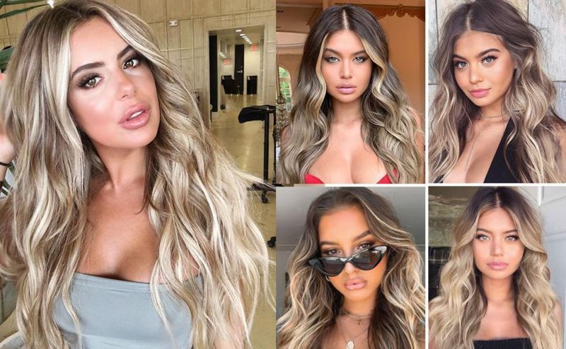 Long Wavy Wig Ombre Blonde Wigs for Women Synthetic Curly Hair Wigs Middle Part Heat Resistant Fibre for Daily Party Use