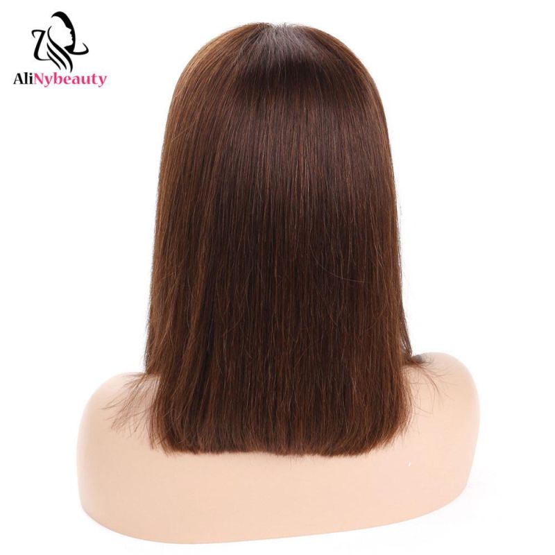 Color #4 Quality Human Hair Bob Wig Lace Front Wig