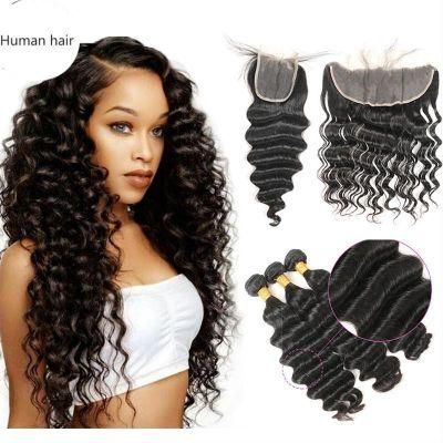 Kbeth Hot Selling Deep Wave Bundles Weave Weft 4*4 13*4 Lace Closure Bundles and Closure Set for Beauty Lady From China Factory
