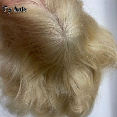 Long Straight Length Remy Hair Wigs PU Base Injection Skills Human Skin Blonde Unit Toupee Women Topper