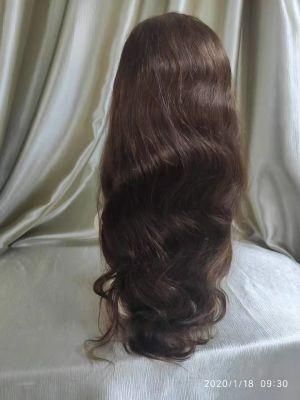 Natural Brown Color Brazilian Body Wave Human Hair Lace Wig