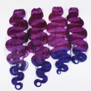 20&quot; Non Remy Human Hair Weft Blue/Purple 3tone Ombre Hair