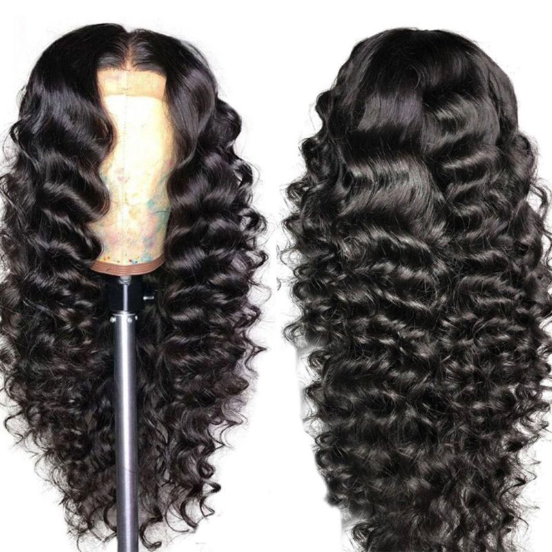 Transparent Frontal Wig Loose Deep Wave 13X4 Lace Front Wig Pre Plucked Lace Front Human Brazilian Hair Wigs for Women 4X4 Closure Wig 26 Inch
