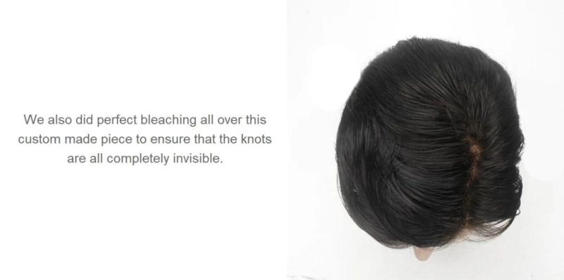 Full Lace Toupee Bleached Knots High Quality Men′s Wigs