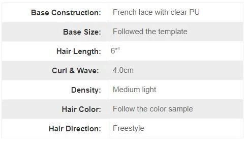 Ljc1399 Clear PU with Lace Black Men′s Toupee Hair Products
