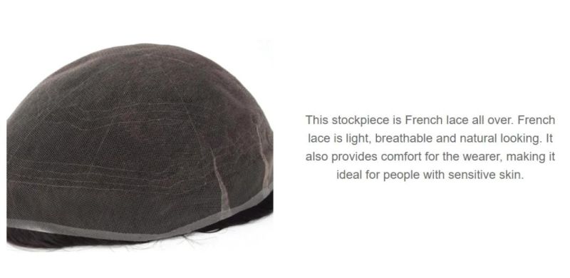 Medium-Light Full French Lace Human Hair Toupee for Men