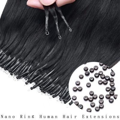 1g/Strand Nano Rings Micro Links Human Hair Extensions Micro Bead Pre Bonded Straight Natural Black Brown Blonde