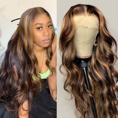 Ombre Body Wave Lace Front Wig T Part Lace Wig Human Hair Brazilian Lace Front 4X4 Human Hair Wigs for Black Women Remy 28 Inches