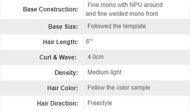 Lw640: Human Hair Fine Mono PU Coating Hairpiece for Men