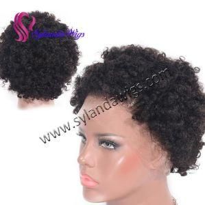 Afro Kurly Wave #1b Brazilian Remy Human Hair Full Lace Wigs for Afro Black Wome with Free Shipping