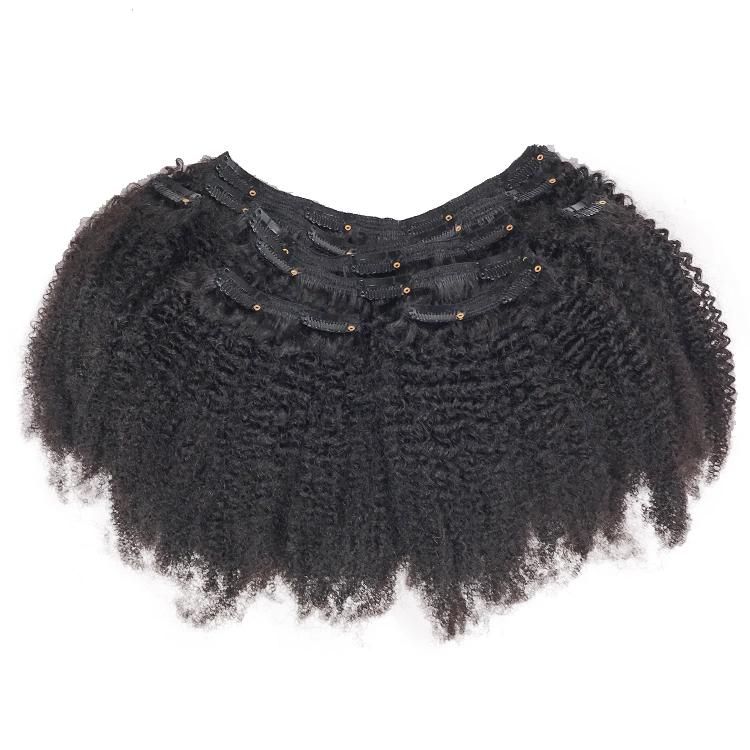 Afro 4c Curly Seamless Remy Indian Hair Clip in Hair Extensions 8PCS/Set