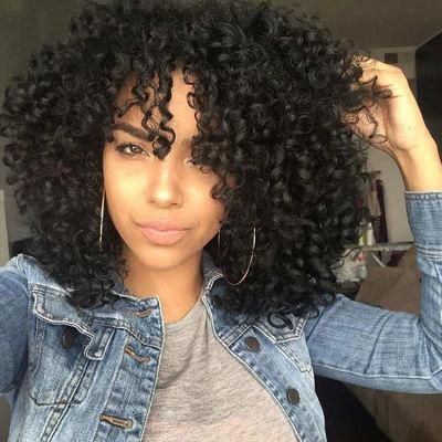 Wholesales Afro Curly Wigs Synthetic Short Wigs with Bangs Human Hair Wig