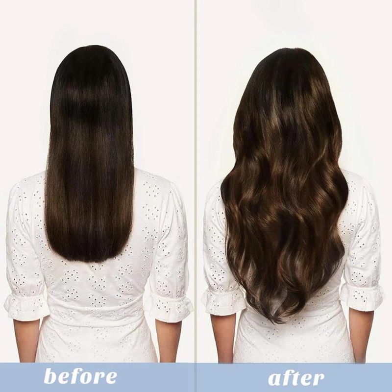 Human Hair Extensions Dark Brown Mixed Chestnut Brown 18 Inch Real Hair Extensions Hidden Crown Wire Extensions with Transparent Fish Line Hairpiece