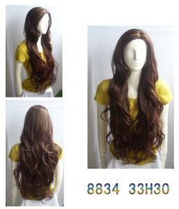 Reddish Brown Long Wig with Body Wave (M-8834)