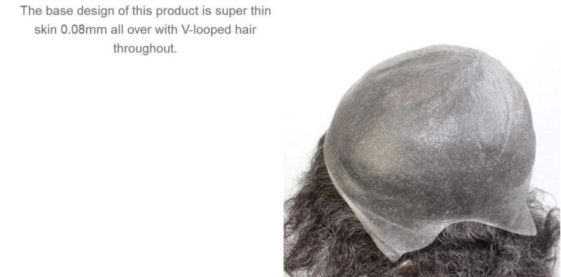 Custom Luxury Men′s Super Thin Skin Base Invisible Wigs