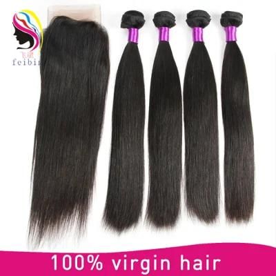 Brazilian Hair Weave Straight Human Hair Extensions with Closure