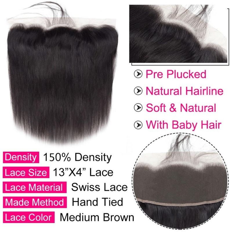 10 Inch Brazilian Straight Hair 13X4 Lace Frontal Free Closure Natural Color Remy Human Hair