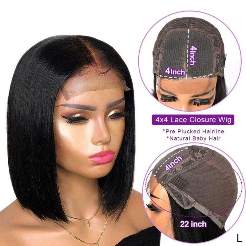 8inchstraight Bob Human Hair Wigs 4X4 Lace Closure Bob Wigs Straight Short Bob Wig Lace Frontal Human Hair Wigs