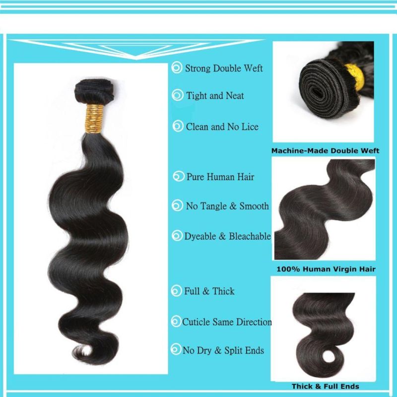 Peruvian Body Wave Virgin Hair Double Weft Human Hair Extension Natural Black