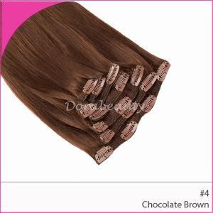 Straight Indian Remy Hair Chocolate Brown Color #4 Combs on Hair Weft