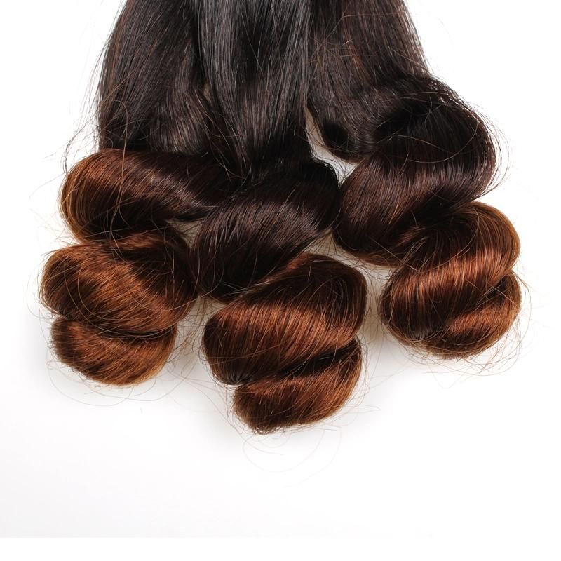 Double Drawn Remy Hair Ombre T4 Straight Curly Human Hair Extensions