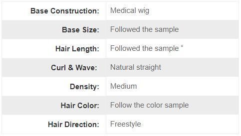 Medical Wig High Quality Hairpiece Design for Stock Anti-Slip and Glueless