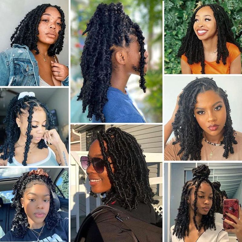 14" 20strands/Pack Butterfly Locs Crochet Braiding Goddess Braids Hair Extension