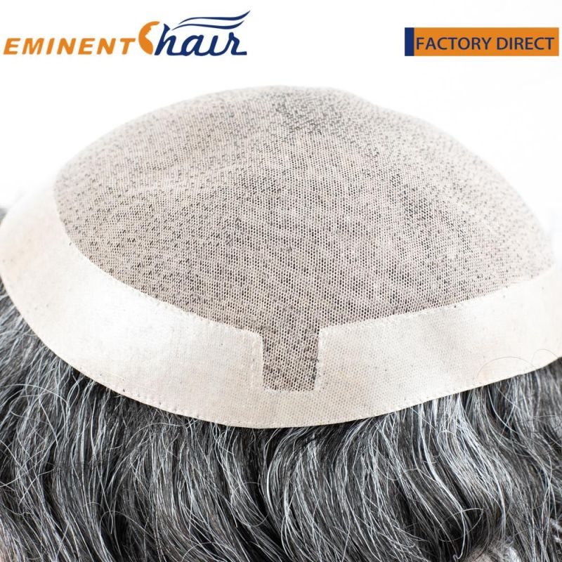 Custom Human Hair Two Layers Lace with PU Coating Toupee for Men