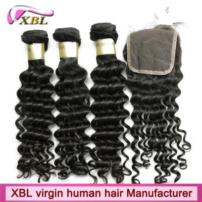 Xbl Single Donor Unprocessed Human Hair Bundles with Closure
