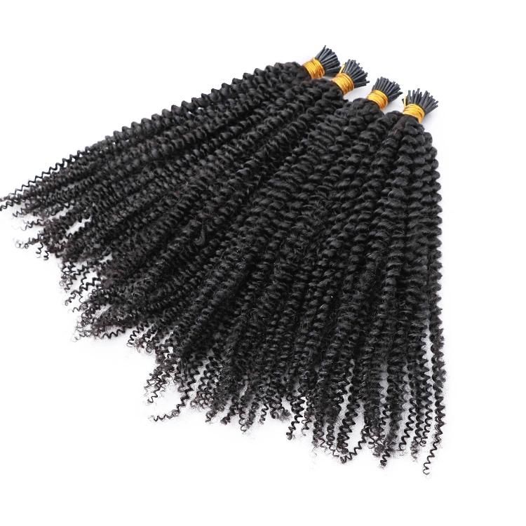12A 100% Remy Virgin Human Hair Micro Links Afro Curly I Tip Hair Extensions