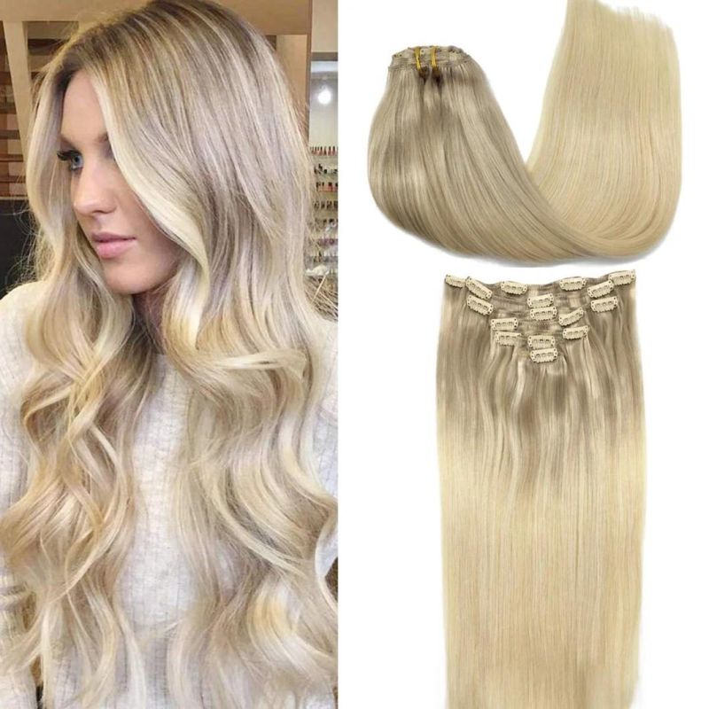 Brazilian Human Hair Extensions Full Head Clip in Remy Human Hair Straight Hair Extensions Multi Color 20 Inches Clip in