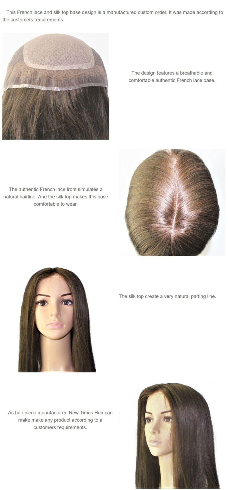 Custom Ladies Silk Top and Authentic French Lace Hair Replacement System