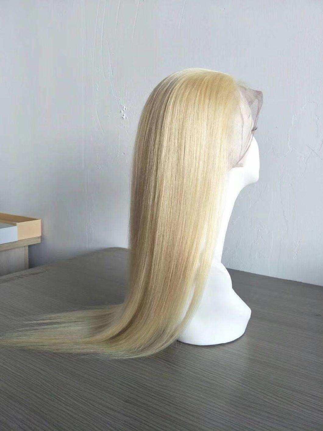 Long Hair Blonde Color Human Hair Lace Frontal Wigs