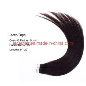 #2 Darkest Brown Luxury Virgin Remy Human Hair Tape Hair Extensions PU Tape Weft Hair