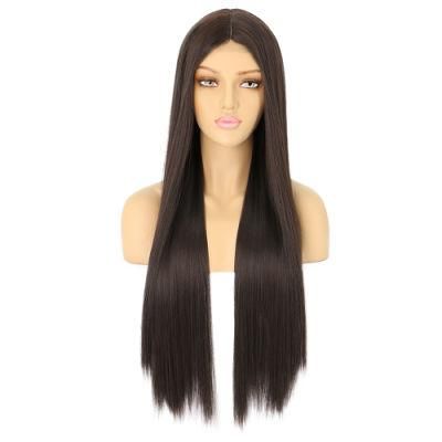 26inch Wholesale Long Silky Straight Ombre Brown Wig Swiss Lace Wigs Synthetic Hair Wigs