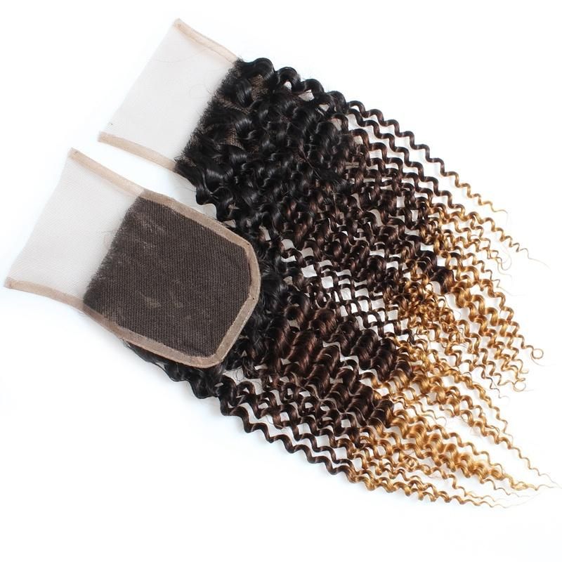 9A 4*4 Lace Front Closure Kinky Curly Remy Human Hair Weave #T3