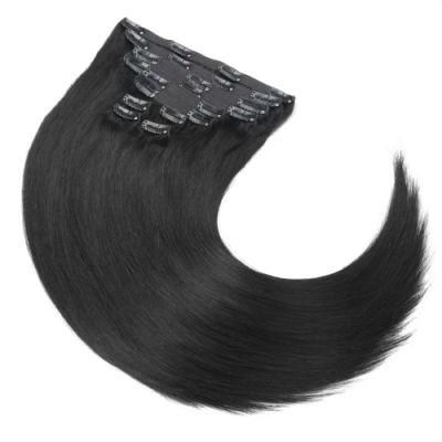 8A Brazilian Clip Wavy Natural Balck Clip in Hair Extensions