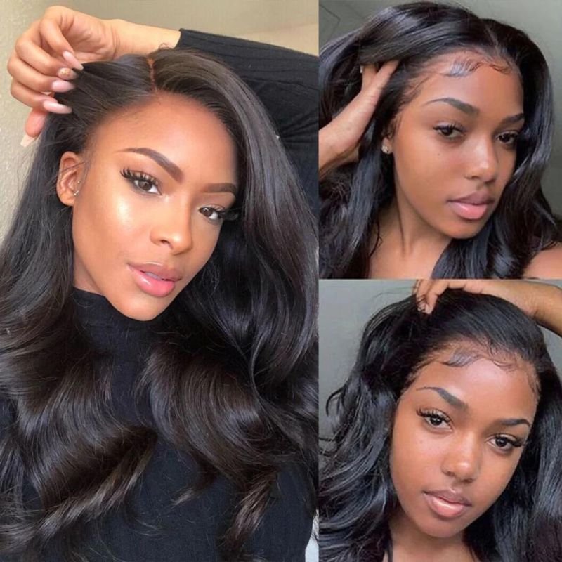 Body Wave 13X4 Lace Front Human Hair Wigs Loose Glueless Frontal Brazilian Virgin Hair 150% Density Nature Color for Black Women 30 Inches