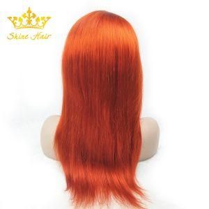 Wholesale Straight Peruvian/Brazilian Human Hair Wigs of Orange Color Sraight Full Lace Wig