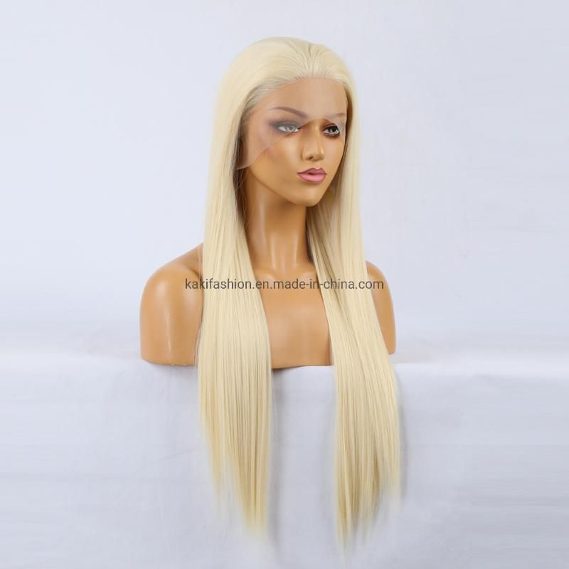 Natural Wig 613# Synthetic Fiber Front Lace Long Straight Hair Matte High Temperature Silk Wig