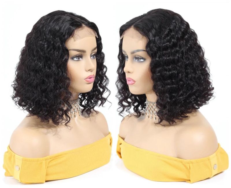 New Fashion 180 Density Deep Wave Remy Human Hair Wig Brazilian Hair Lace Frontal Wig