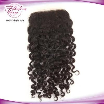 Tight 3 Part Burmese Curly Human Hair Transparent Lace Closure