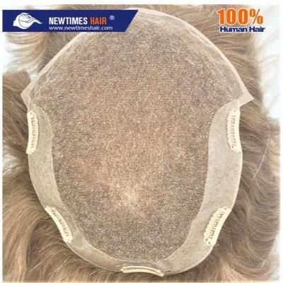 Swiss Lace with Clear PU Back Sides and Clips High Quality Human Hair Toupee
