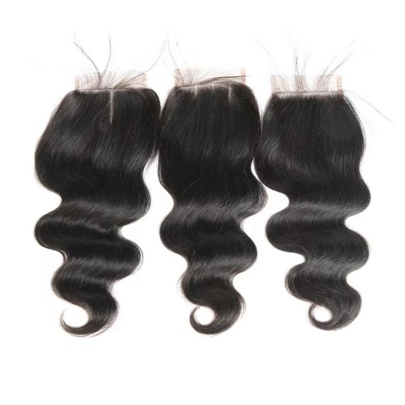 Wholesale 10 12 14 16 Inch Virgin Human Hair 4X4 5X5 6X6 7X7 Natural Color Body Wave 5*5 Transparent Lace Closure Overnight Ship