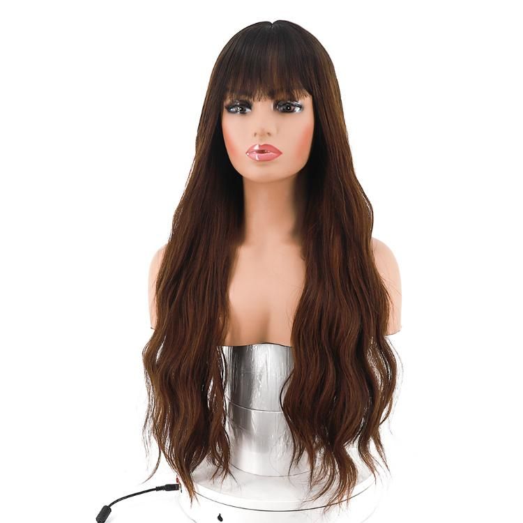 Ombre Dark Roots Natural Long Wavy Synthetic Wig for Women 26 Inch