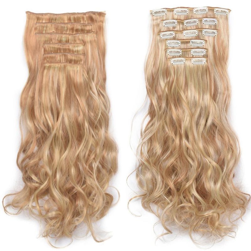 6PCS/Set 16 Clips in Hair Extension Natural Wavy Synthetic Heat Resistant Fiber Hairpieces