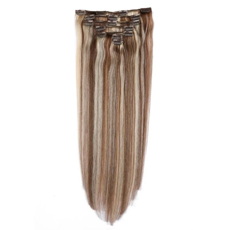 Double Drawn Thick Ends Cuticle Aligned Hair Clip in Hair Extensions #P14/60