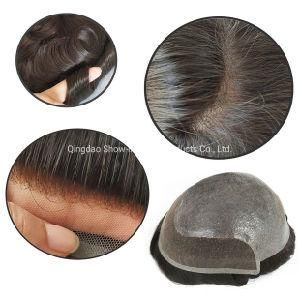 Natural Looking Human Indian Remy Hair Men&prime;s Lace Front Toupee
