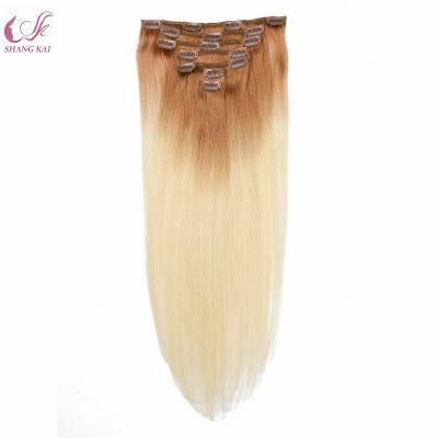 Wholesale Top 10A Grade Ombre Double Drawn Hair Weave Extensions 100% Virgin Clip in Human Hair Extensions